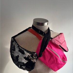 Pink and Black Sequin Fanny Packs